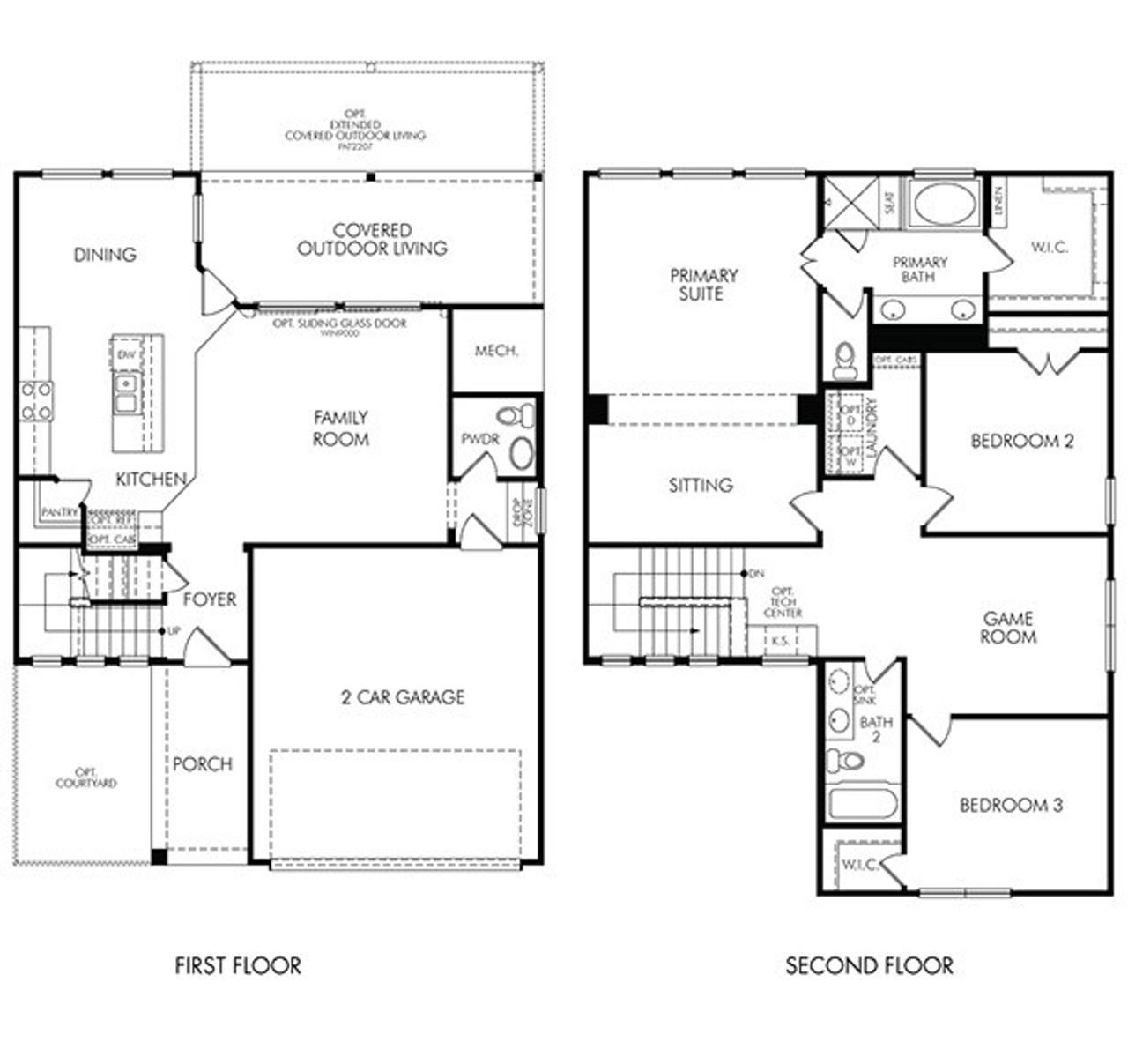 2D floor plan layout of this home in Pinewood Trails - Luxe Series, Atascocita, TX (Image 2).