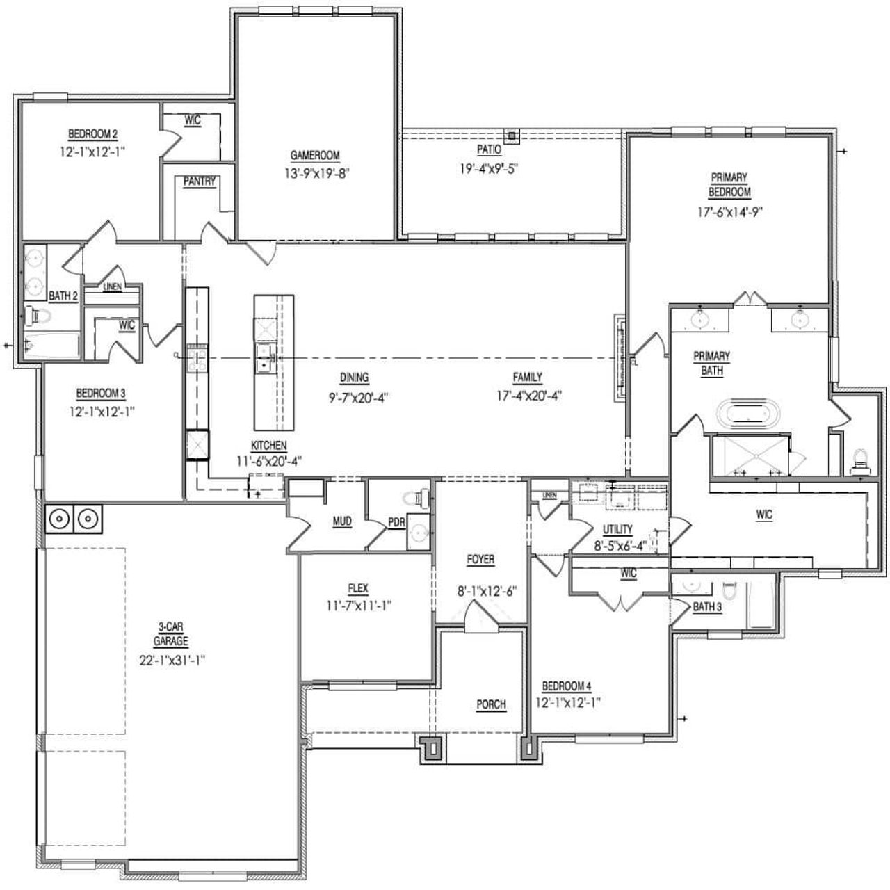 2D floor plan layout of this home in Bison Meadows, Waxahachie, TX (Image 2).