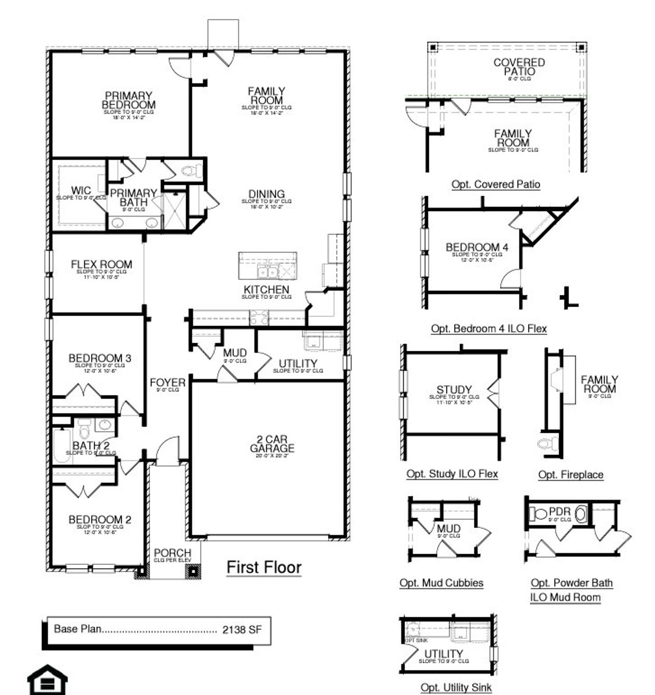 2D floor plan layout for the Lily IV by Megatel Homes in Santorini, Seagoville, TX (Image 2).