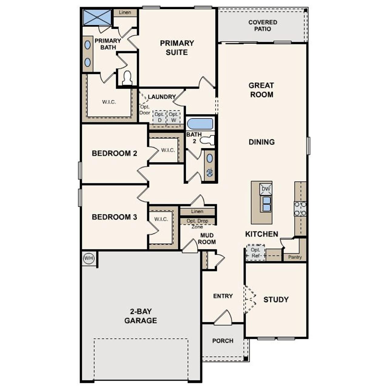 2D floor plan layout of this home in Hiddenbrooke, Seguin, TX (Image 2).