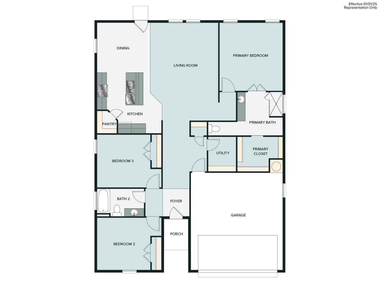 2D floor plan layout of this home in Casetta Ranch, Kyle, TX (Image 2).