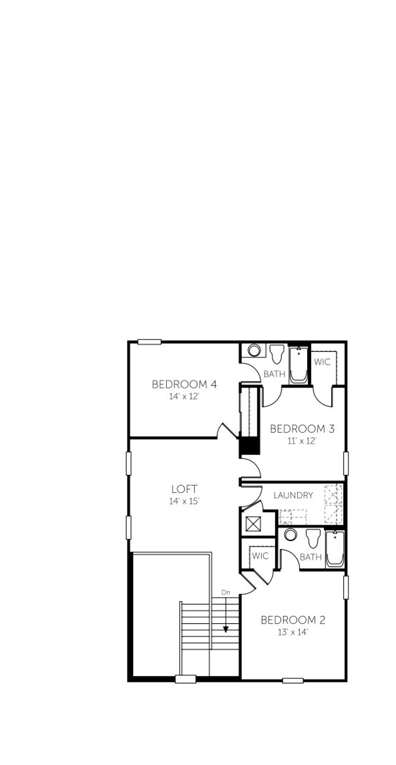 2D floor plan layout for the Cardinal - 50' Homesites by Dream Finders Homes in Laureate Park, Orlando, FL (Image 2).