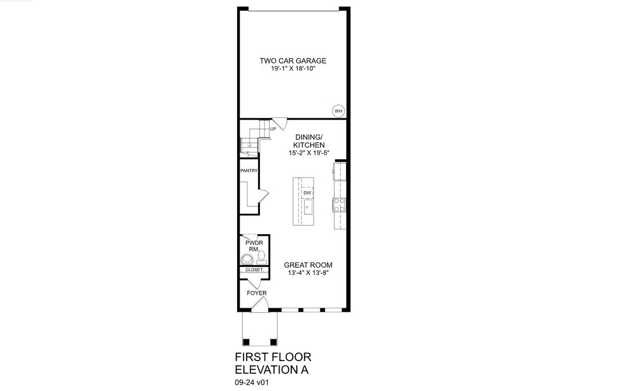 2D floor plan layout for the Allegro Exterior Home by Ryan Homes in Lake Mattie Preserve Townhomes, Auburndale, FL (Image 2).