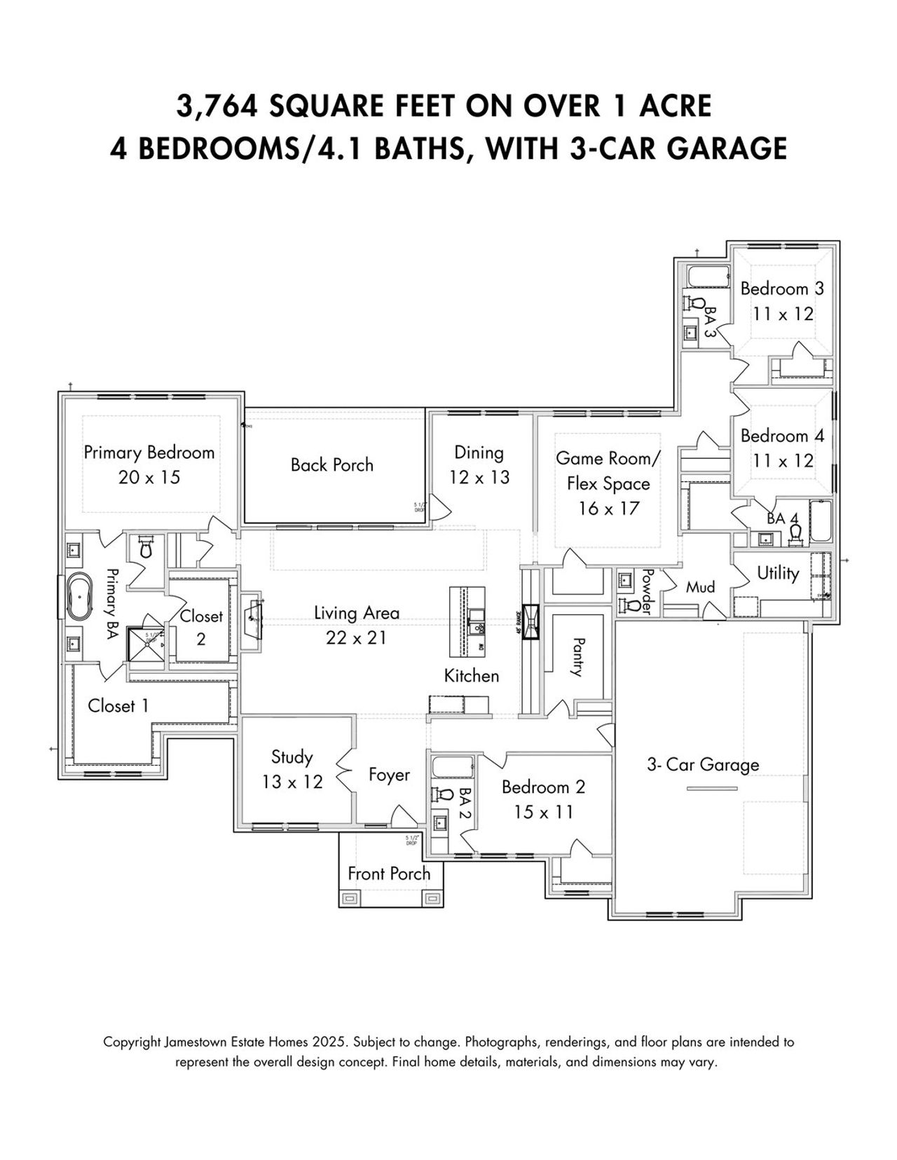 2D floor plan layout of this home in Lakeview, Waller, TX (Image 2).