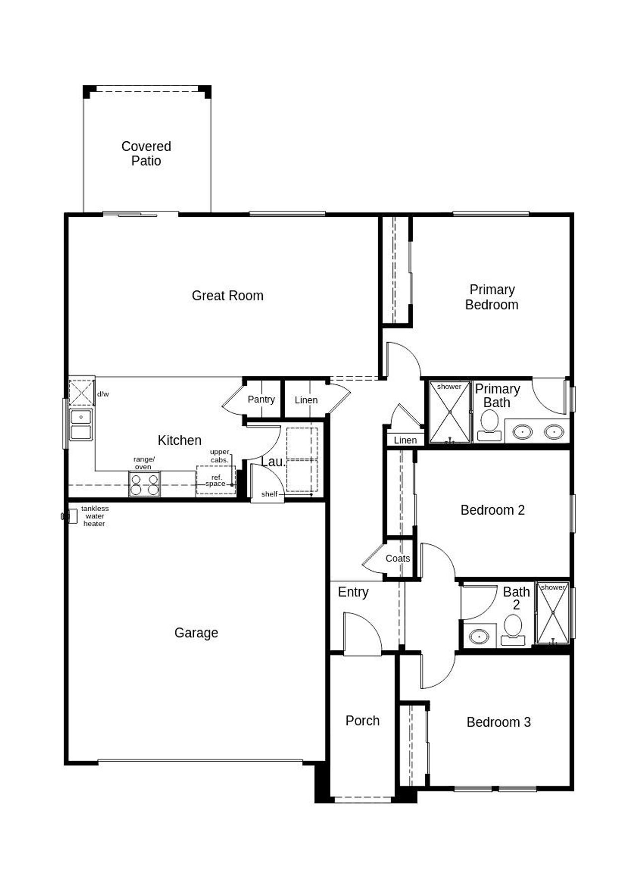 2D floor plan layout of this home in Entrada Del Pueblo at Rancho Sahuarita, Sahuarita, AZ (Image 2).