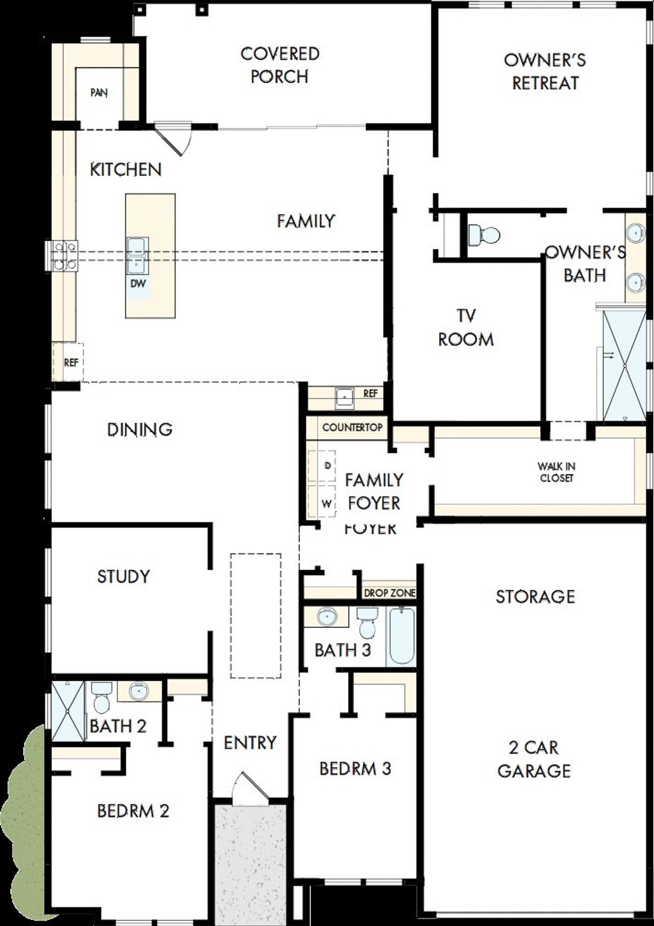 2D floor plan layout of this home in Kissing Tree – Summit Series, San Marcos, TX (Image 2). 2D floor plan layout of this home in Kissing Tree – Summit Series, San Marcos, TX (Image 2).