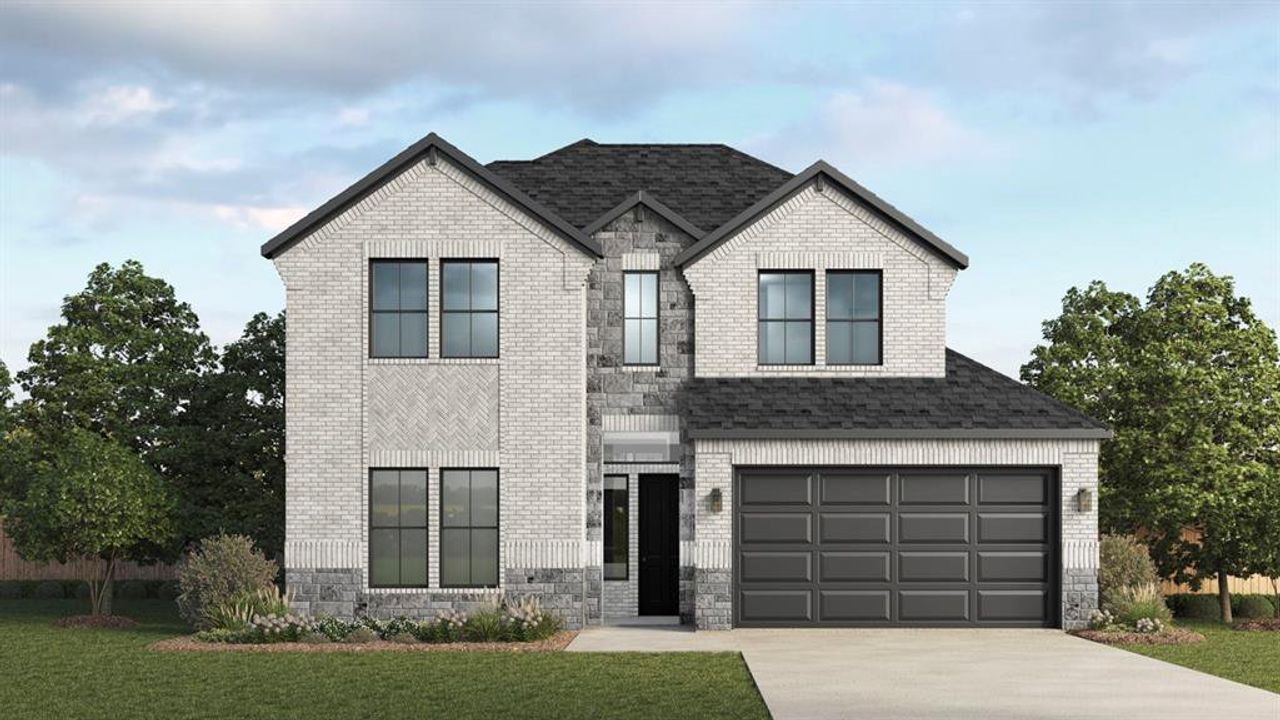 Front exterior of a new home in Clearview Ranch, Royse City, TX, highlighting curb appeal (Image 2).