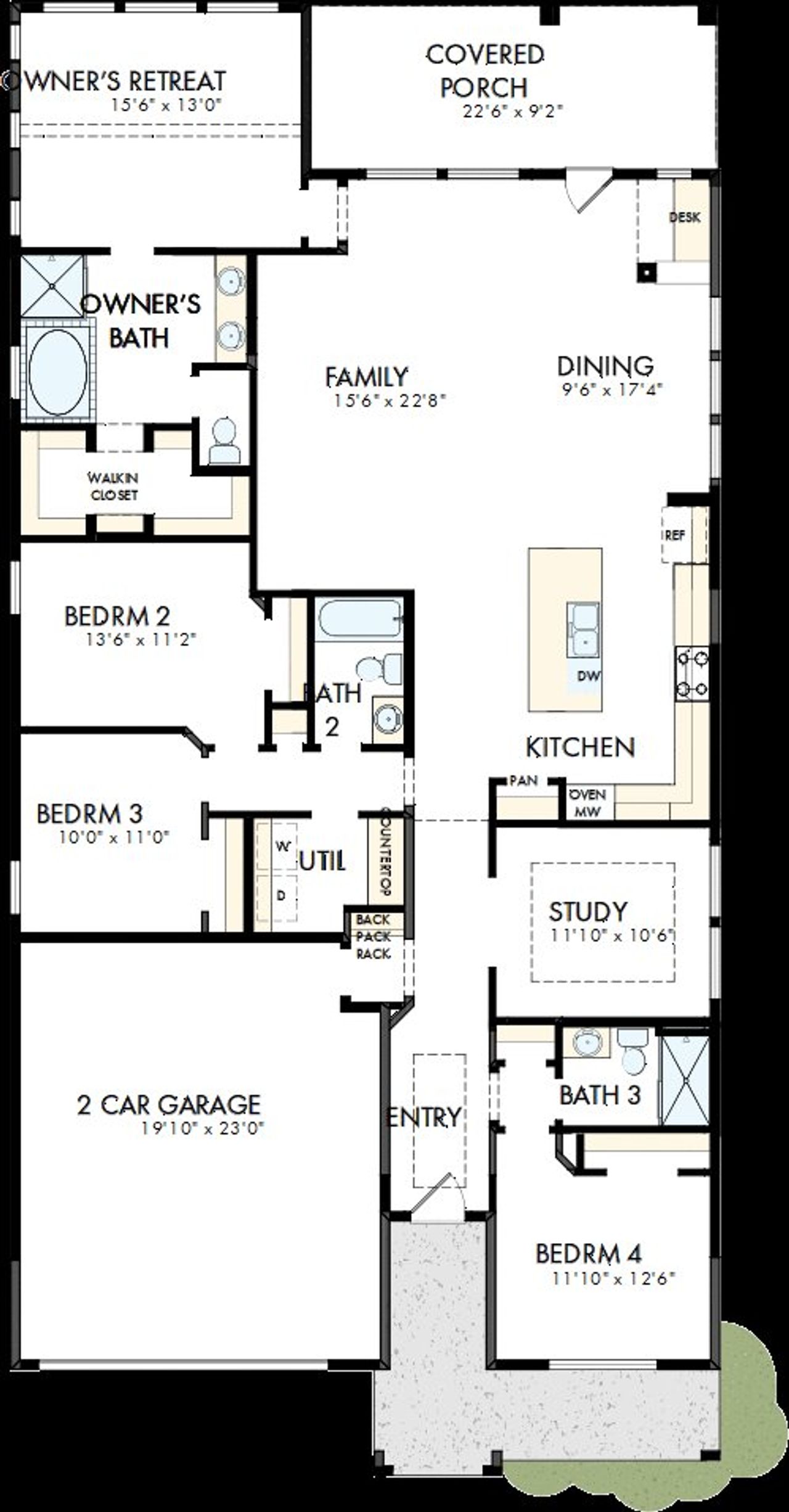 2D floor plan layout of this home in Windsong - Reserve Series, Boerne, TX (Image 2).