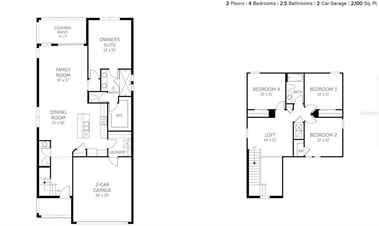 2D floor plan layout of this home in Hills of Minneola, Minneola, FL (Image 2).