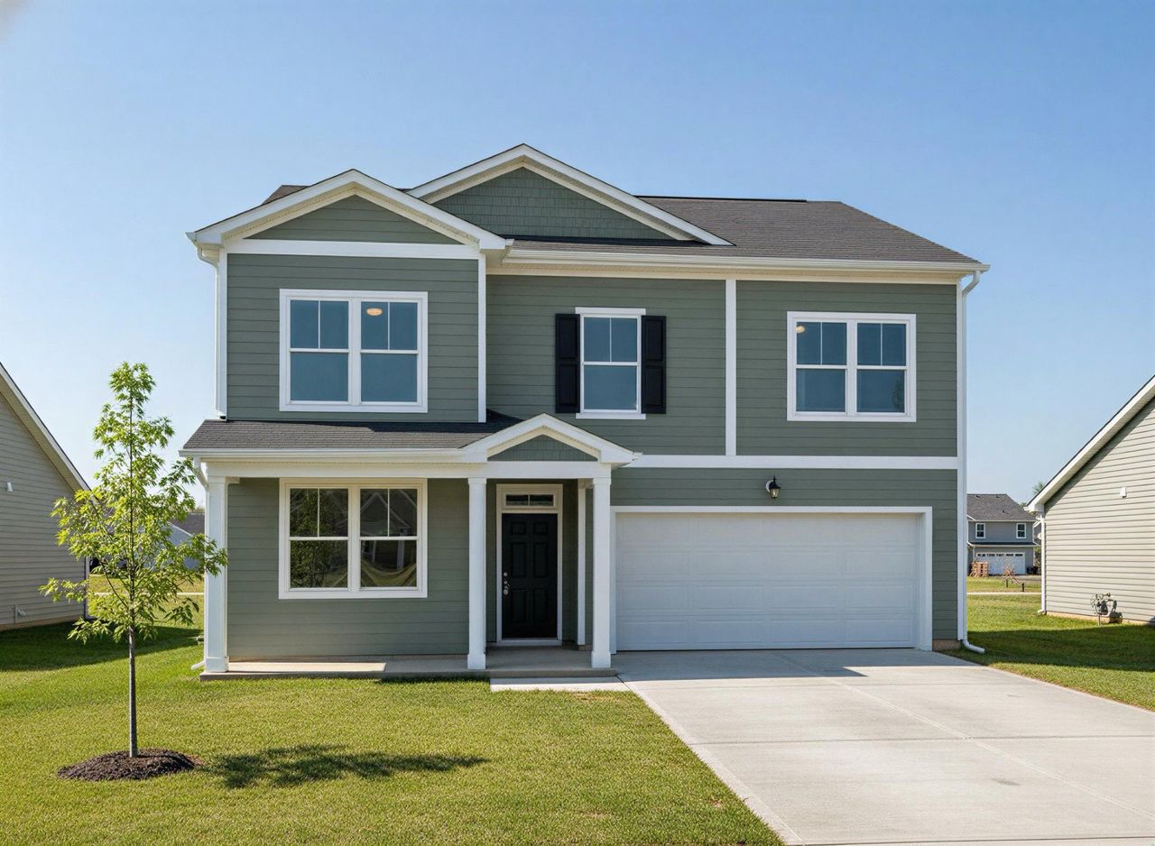 Front exterior of a new home in Declaration Homes, Grovetown, GA, highlighting curb appeal (Image 2). Front exterior of a new home in Declaration Homes, Grovetown, GA, highlighting curb appeal (Image 2).
