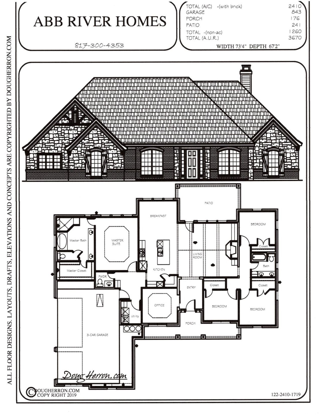 2D floor plan layout for the 122-2410-1719 by Abba River Homes in Stanford Estates, Springtown, TX (Image 2). 2D floor plan layout for the 122-2410-1719 by Abba River Homes in Stanford Estates, Springtown, TX (Image 2).