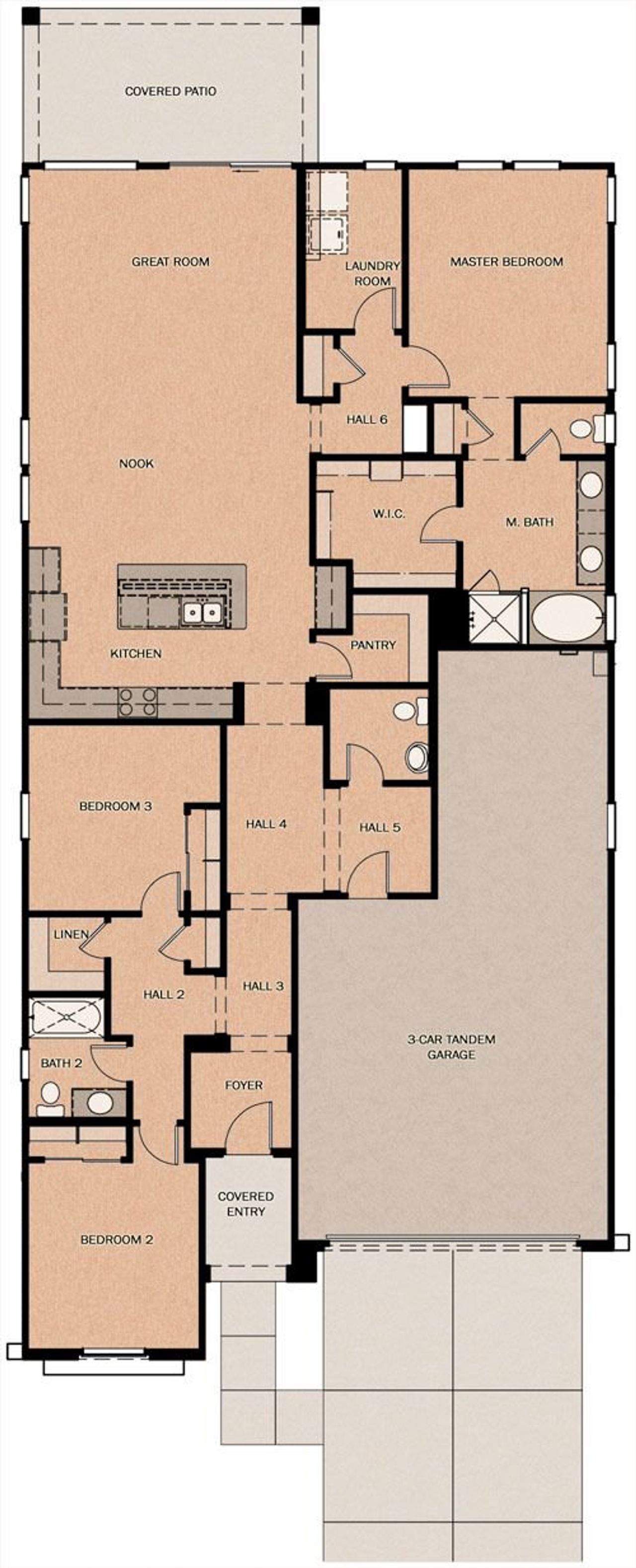 2D floor plan layout of this home in Ridgeline at Acclaim, Avondale, AZ (Image 2).