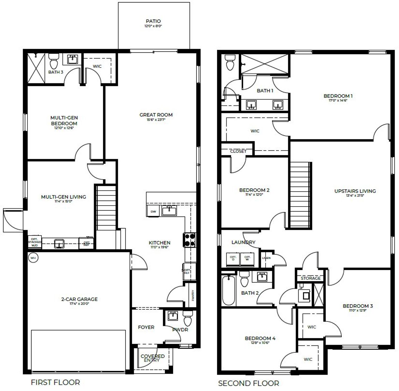2D floor plan layout of this home in Baywood II, Florida City, FL (Image 2).