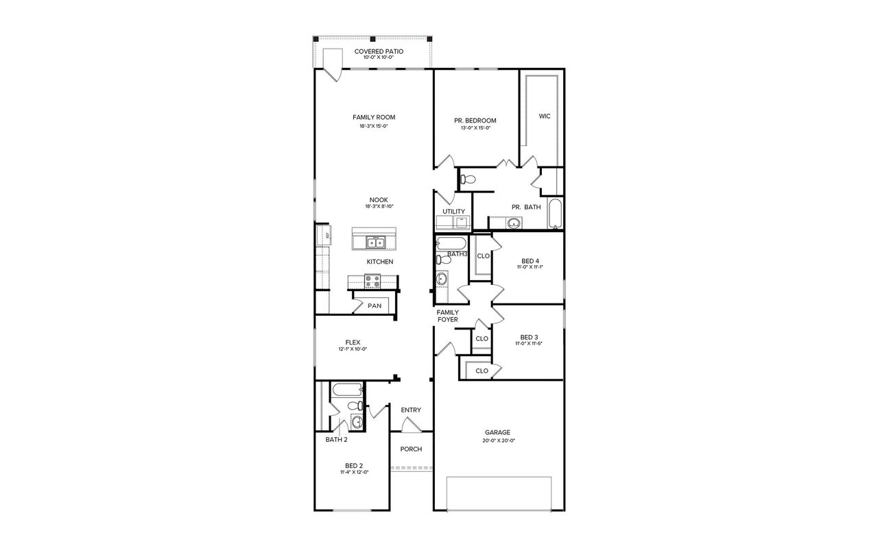 2D floor plan layout of this home in Katy Lakes, Katy, TX (Image 2).