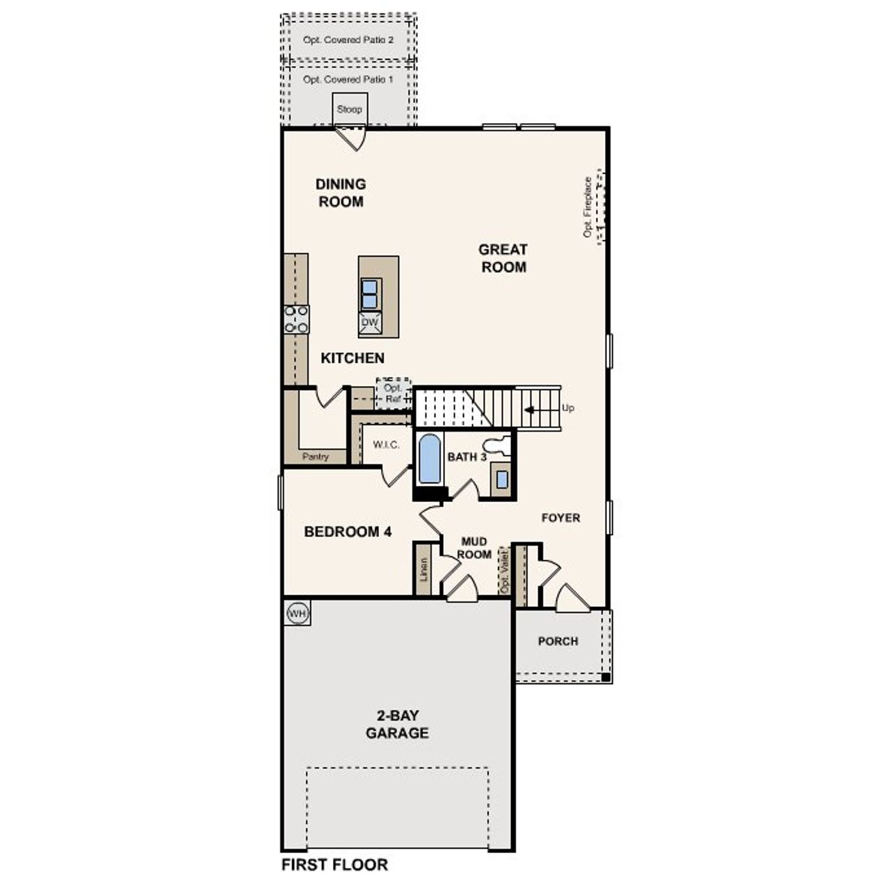 2D floor plan layout for the Birch by Century Communities in Eastwood at Sonterra, Jarrell, TX (Image 2).