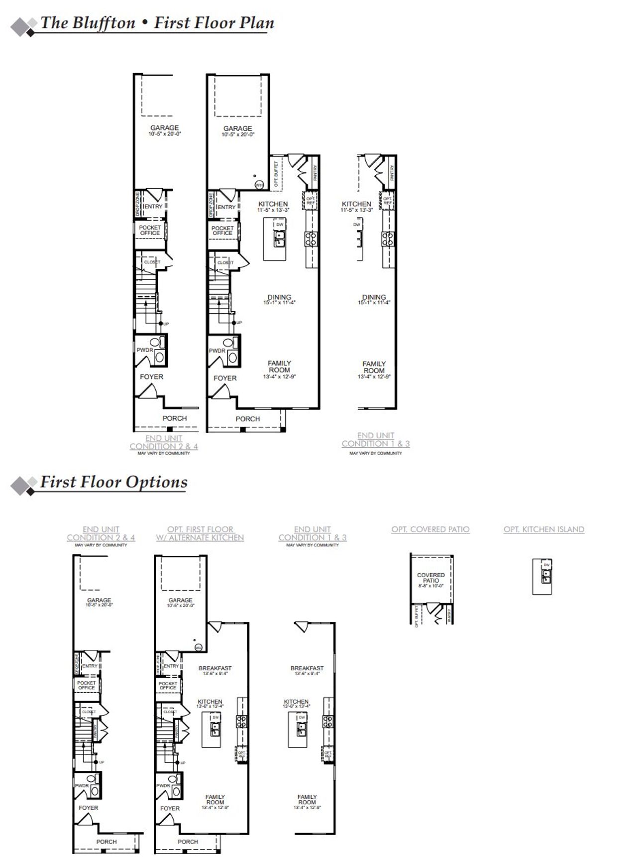 2D floor plan layout of this home in Enclave at Traditions Townhomes, Wake Forest, NC (Image 2).