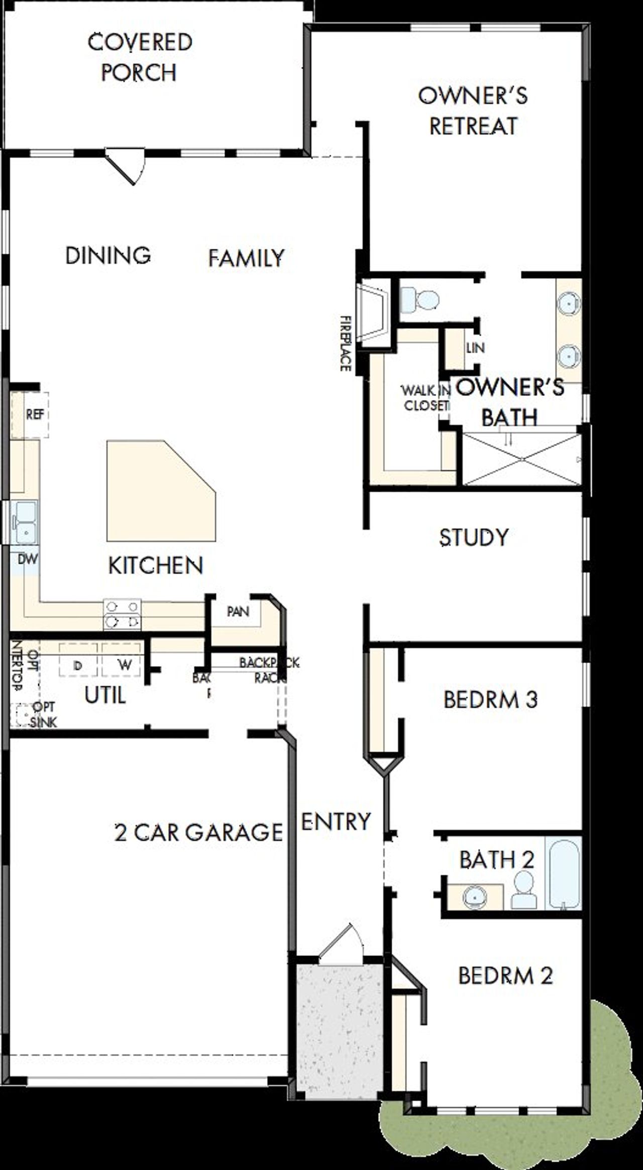 2D floor plan layout of this home in The Preserve at Five Oaks, Lebanon, TN (Image 2).