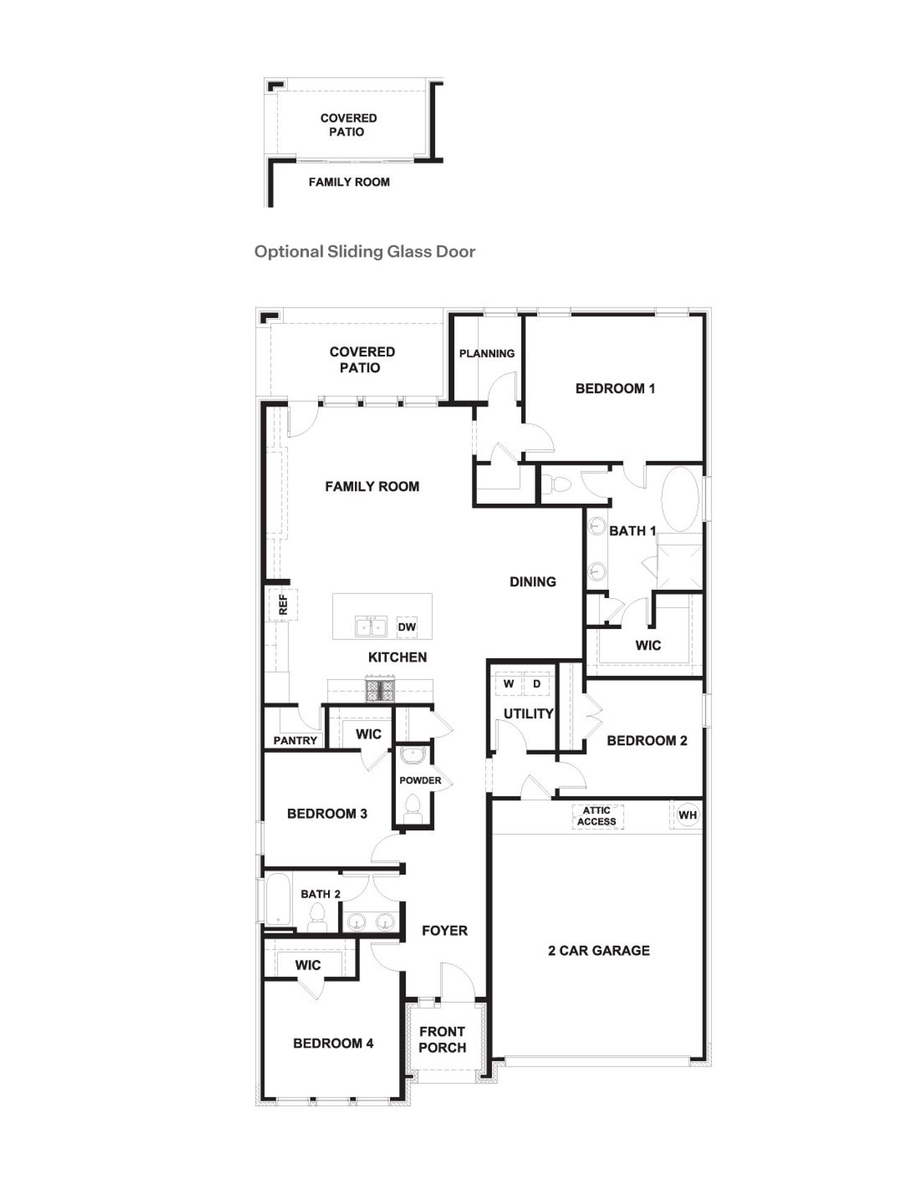 2D floor plan layout of this home in The Enclave at Bar W Ranch, Leander, TX (Image 2).