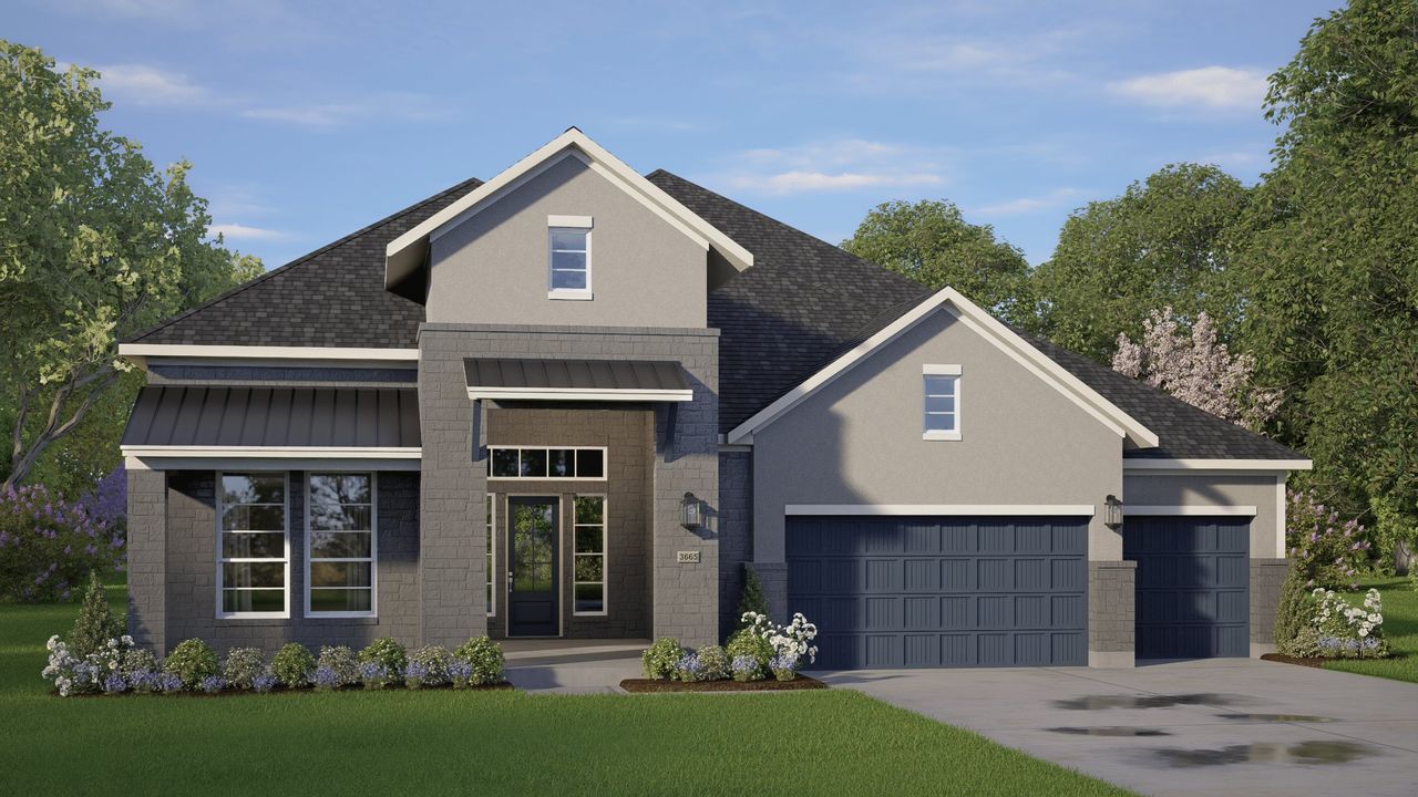 Representative exterior photo of a completed home built from the Scheffler 70′ Lot by Chesmar Homes in Riceland, Mont Belvieu, TX (Image 2). Representative exterior photo of a completed home built from the Scheffler 70′ Lot by Chesmar Homes in Riceland, Mont Belvieu, TX (Image 2).