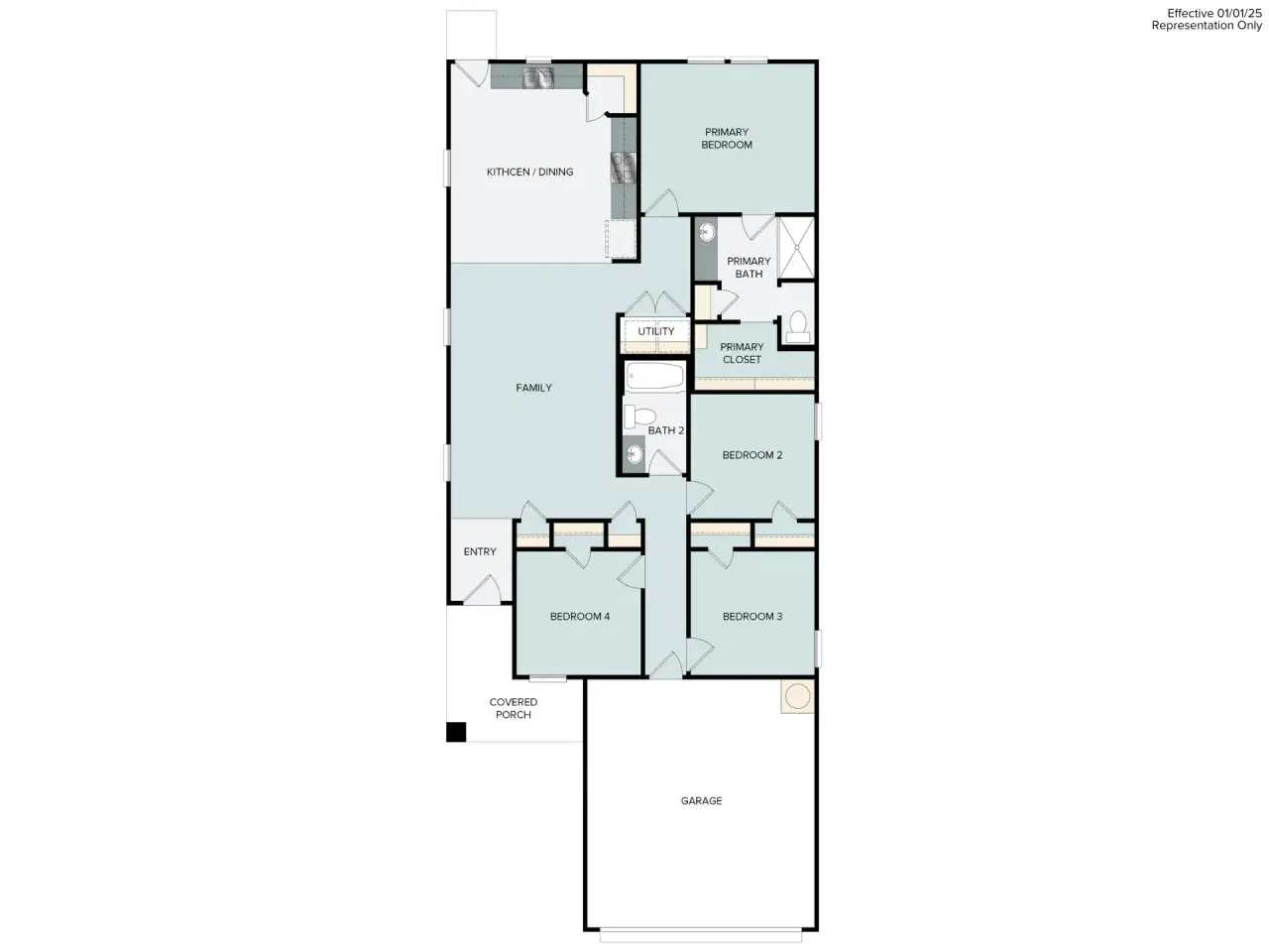 2D floor plan layout of this home in Edgebrooke, Pflugerville, TX (Image 2).