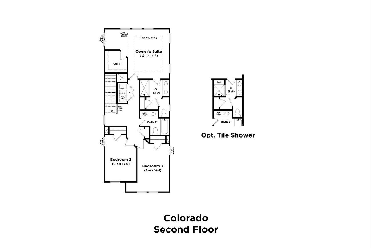 2D floor plan layout for the The Colorado by DRB Homes in River Point Single Family Homes, Charlotte, NC (Image 2).