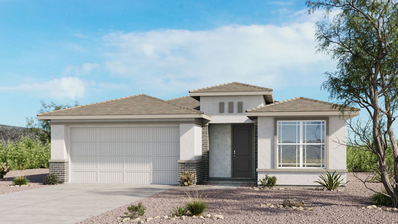 Representative exterior photo of a completed home built from the Regal by Taylor Morrison in Saddleback, Peoria, AZ (Image 2). Representative exterior photo of a completed home built from the Regal by Taylor Morrison in Saddleback, Peoria, AZ (Image 2).