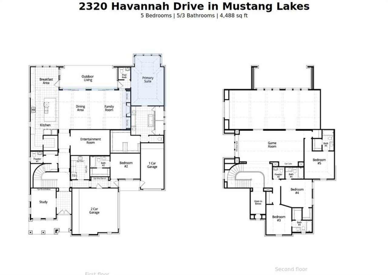 2D floor plan layout of this home in Mustang Lakes: 74ft. lots, Celina, TX (Image 2).