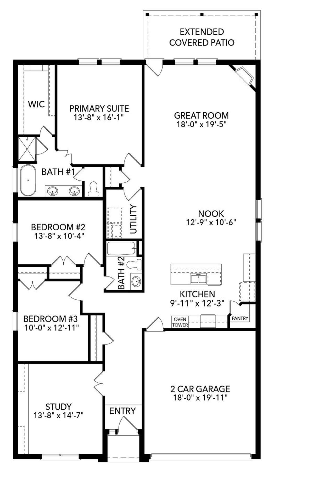 2D floor plan layout of this home in Timberbrook, Justin, TX (Image 2). 2D floor plan layout of this home in Timberbrook, Justin, TX (Image 2).