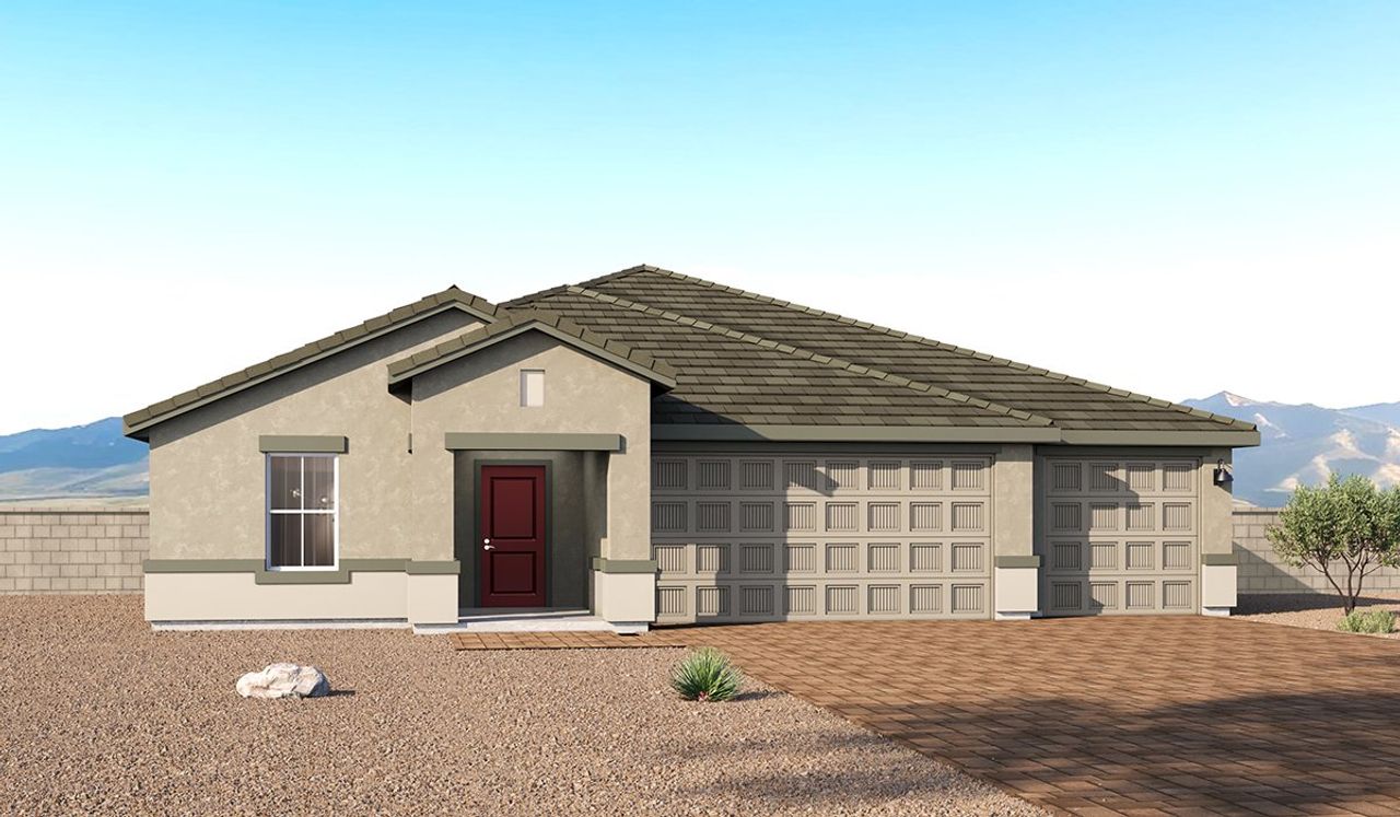 Representative exterior photo of a completed home built from the Eureka - A50E by D.R. Horton in Entrada Del Toro at Rancho Sahuarita, Sahuarita, AZ (Image 2).