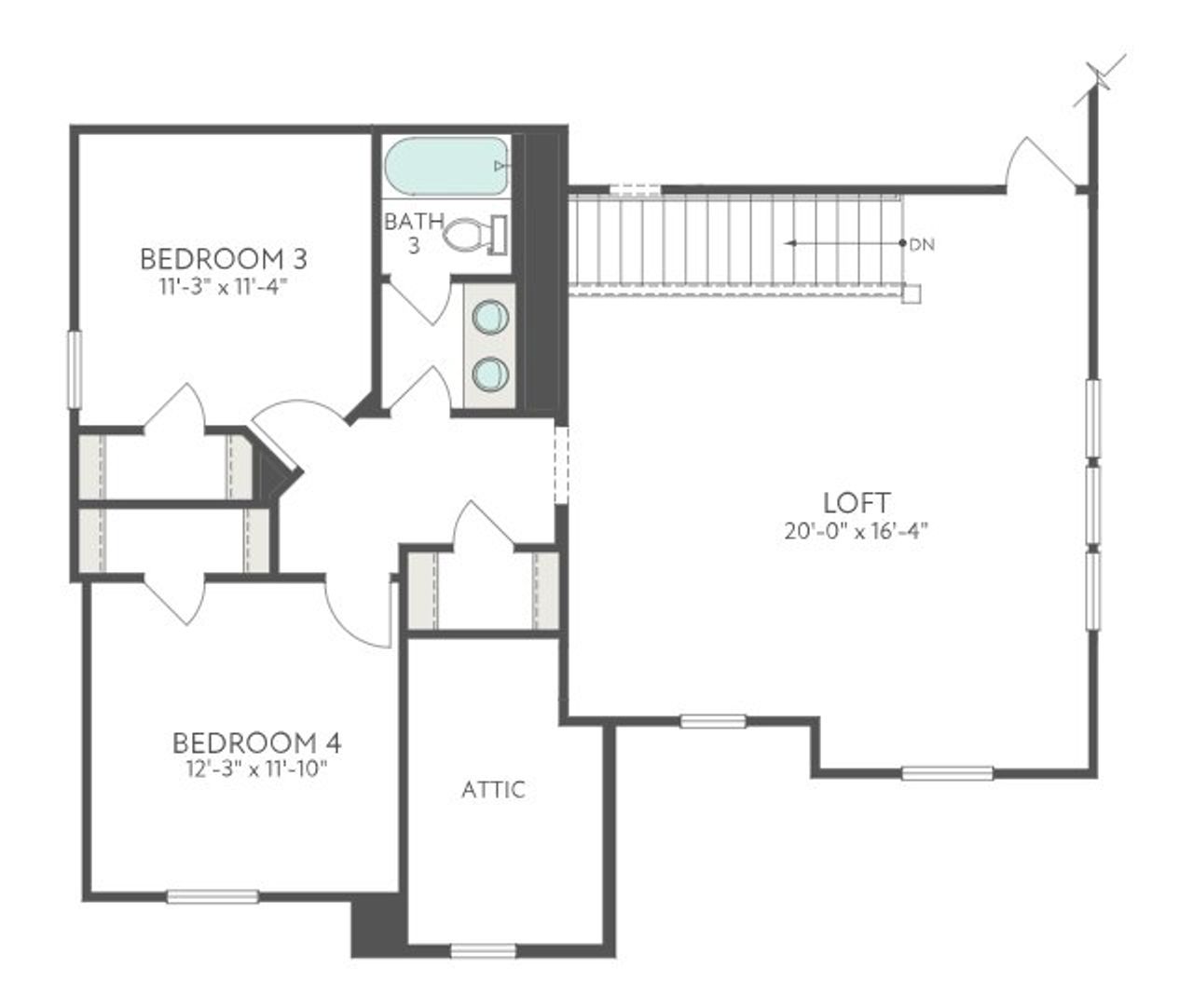 2D floor plan layout for the Wren by Tri Pointe Homes in Clopton Farms, Montgomery, TX (Image 2).