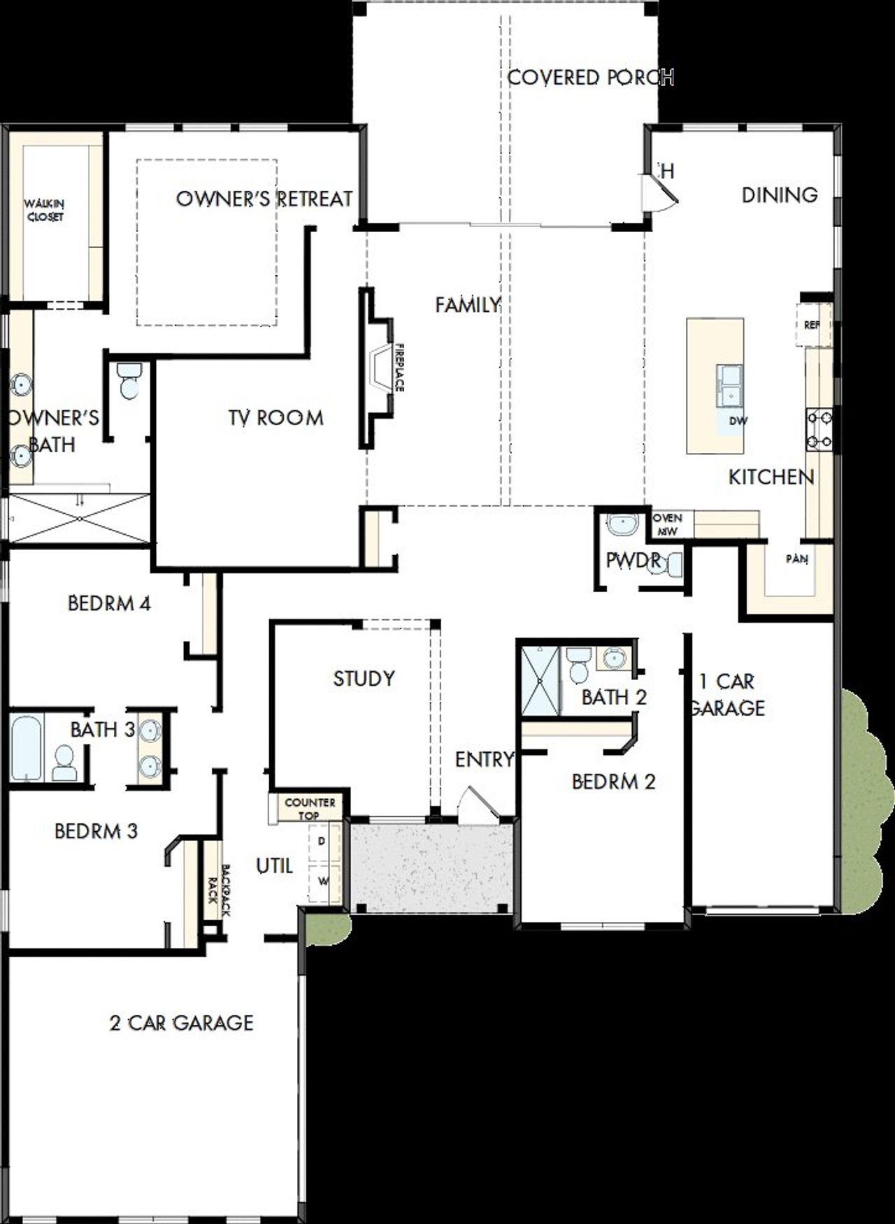 2D floor plan layout of this home in Northshore at Lakewood Village - Classic Series, Lakewood Village, TX (Image 2).
