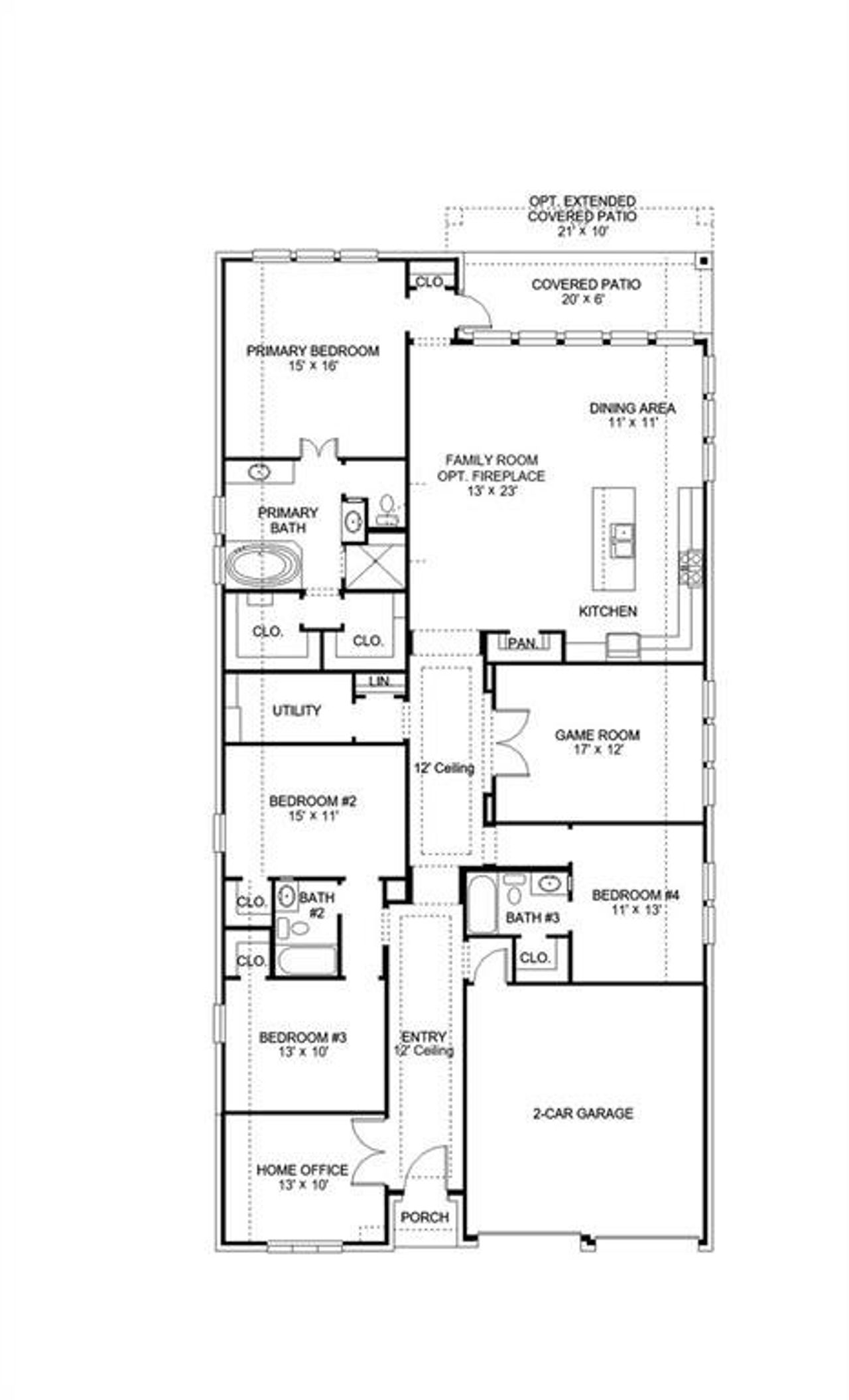 2D floor plan layout of this home in Walsh, Fort Worth, TX (Image 2).