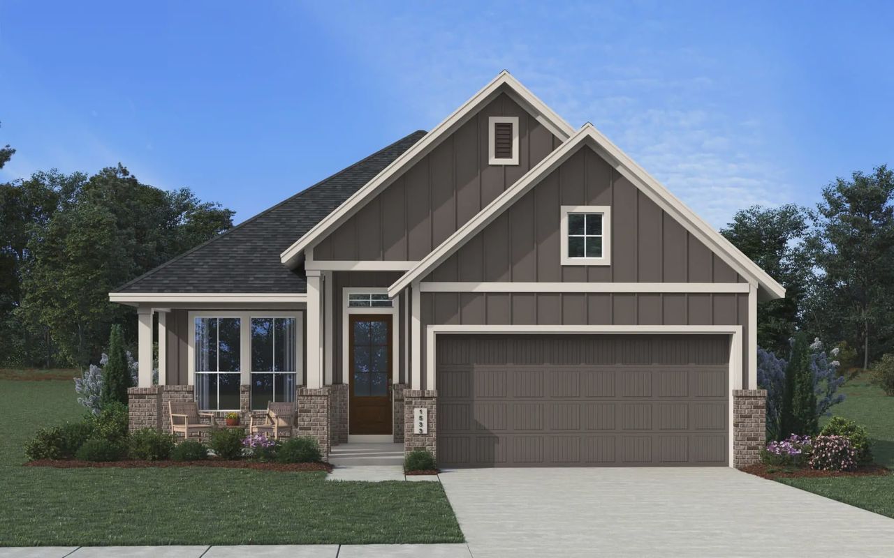 Representative exterior photo of a completed home built from the Aventura by Chesmar Homes in Beacon Point 45', Texas City, TX (Image 2).