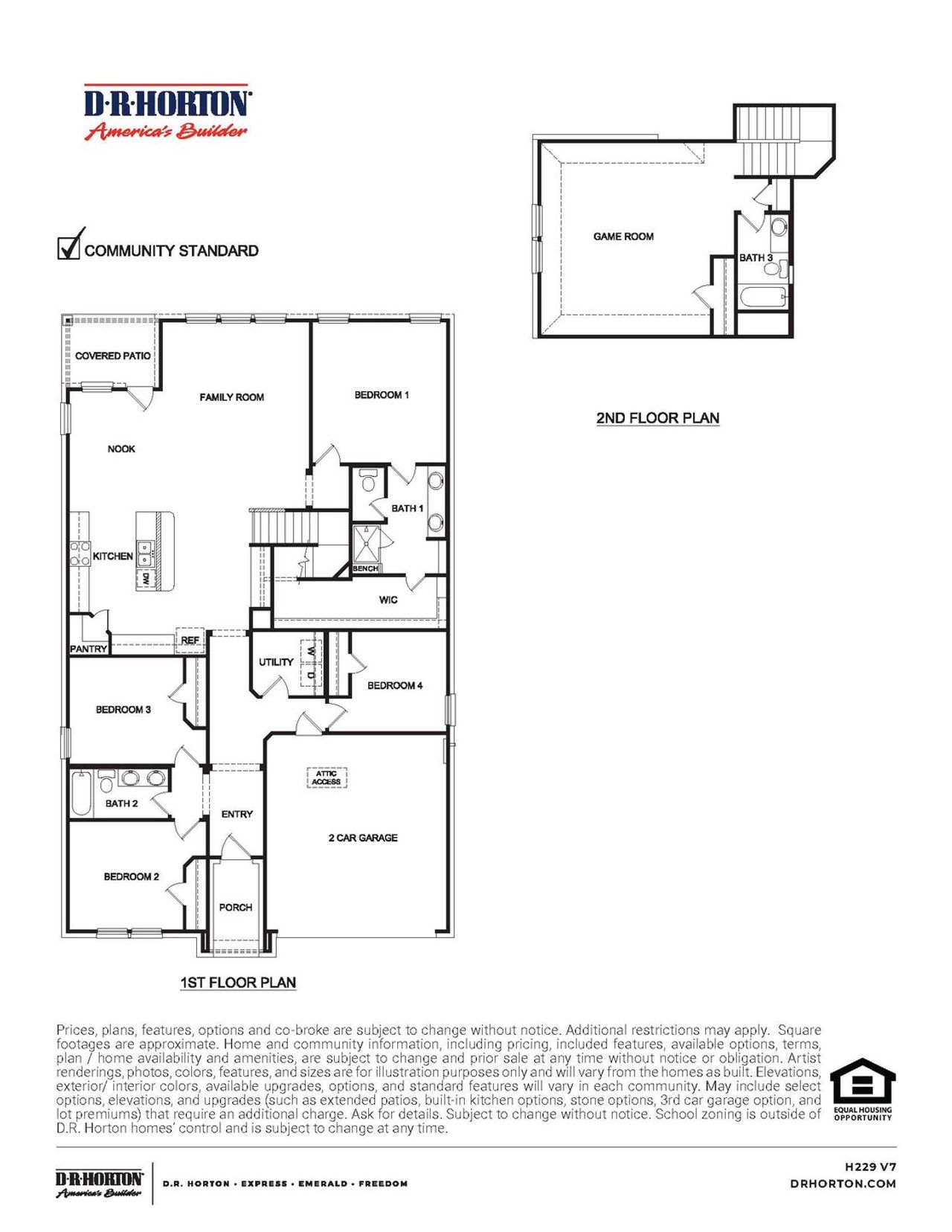 2D floor plan layout of this home in Williamsburg, Fate, TX (Image 2).