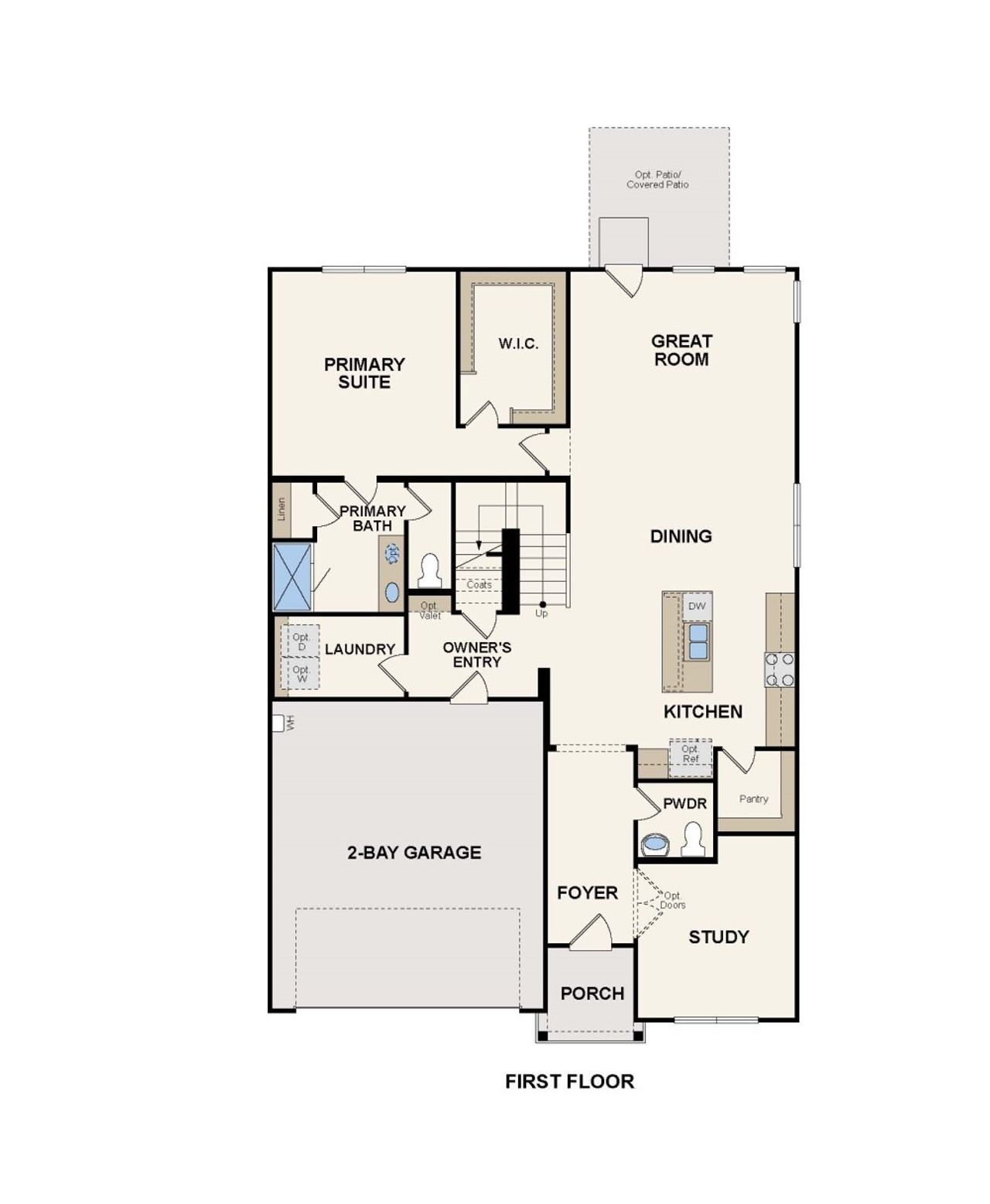 2D floor plan layout for the MEDINA by Century Communities in Magnolia Springs, Montgomery, TX (Image 2).