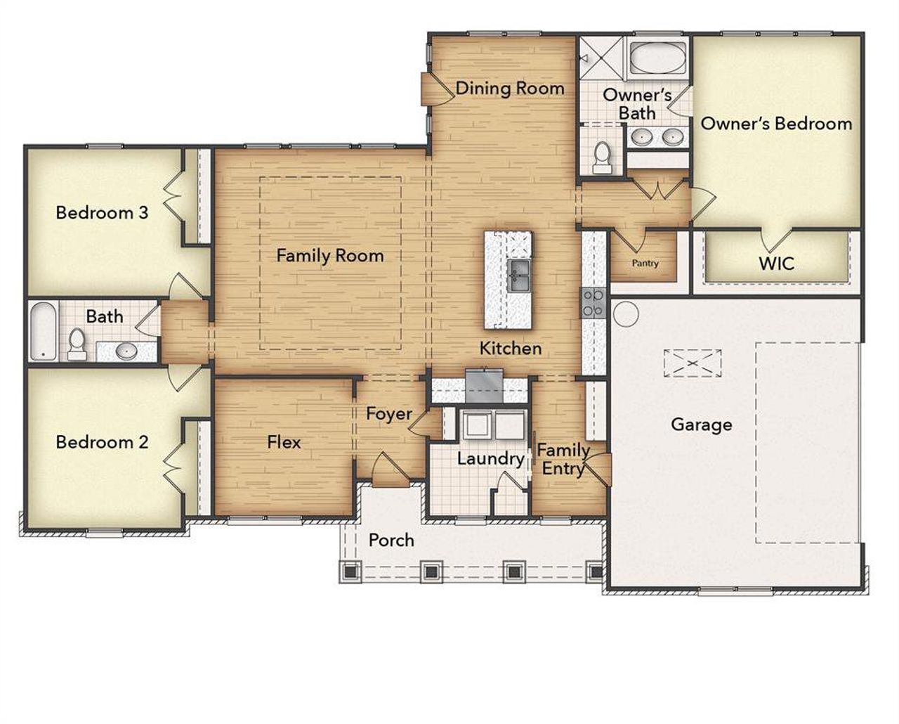 2D floor plan layout of this home in Clear Sky Addition, Valley View, TX (Image 2).