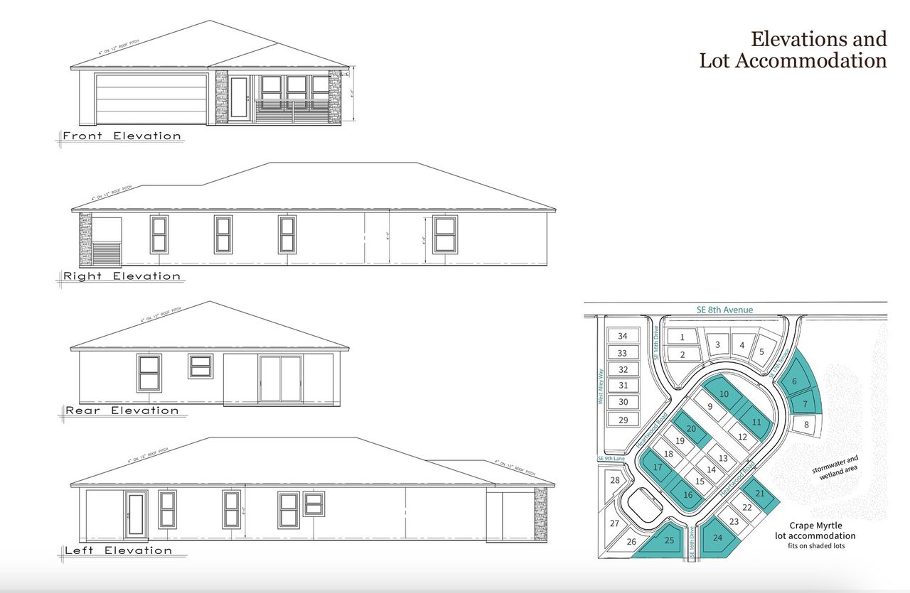 2D floor plan layout for the Crape Myrtle by Elevated Design & Construction in Heartwood, Gainesville, FL (Image 2).
