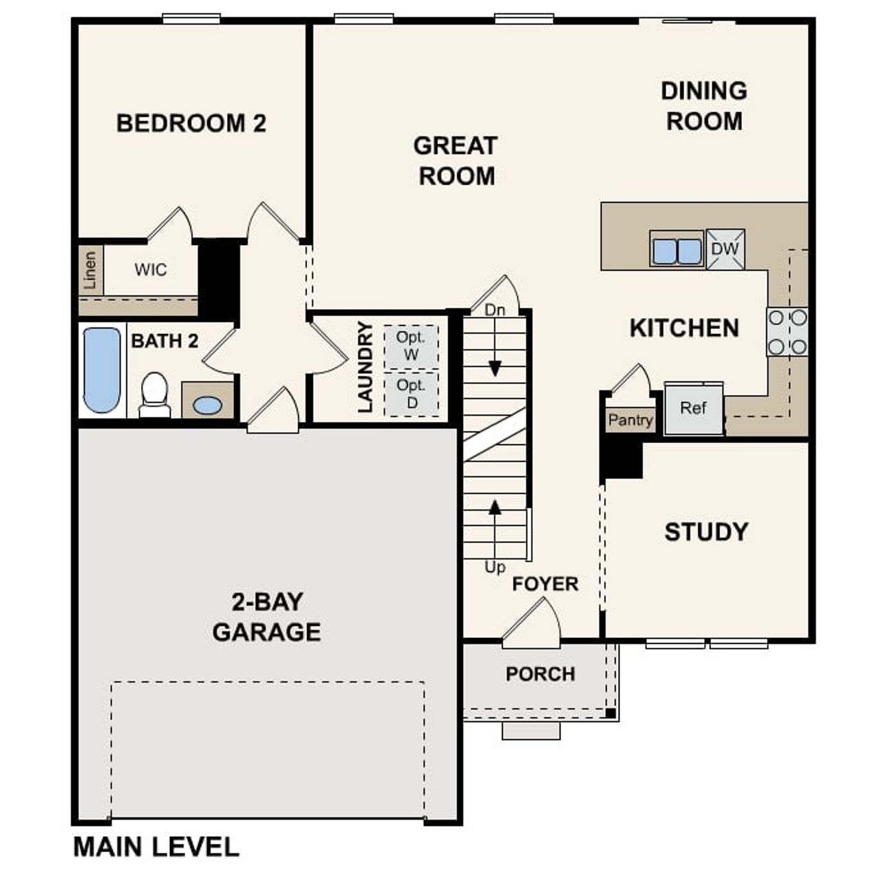 2D floor plan layout for the Gardner by Century Communities in Courtland Place, Cleburne, TX (Image 2).