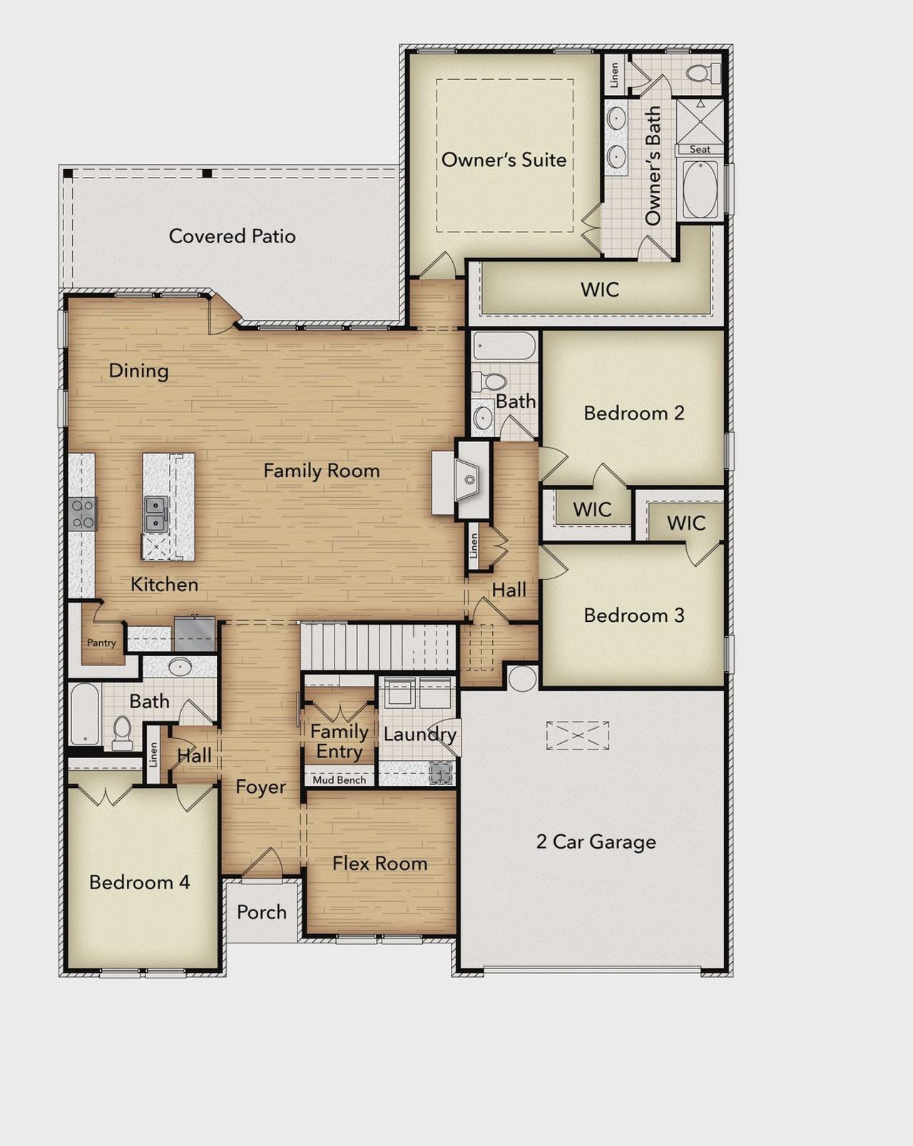 2D floor plan layout of this home in King Crossing Estates, Van Alstyne, TX (Image 2).