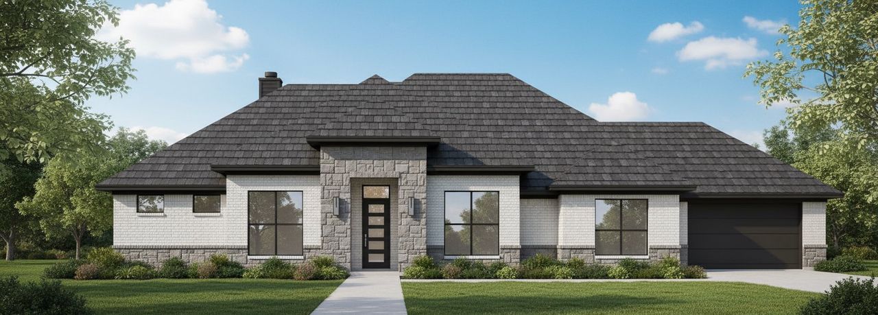 Representative exterior photo of a completed home built from the Bedford by Kenmark Homes in Rocky Top Ranch, Azle, TX (Image 2).