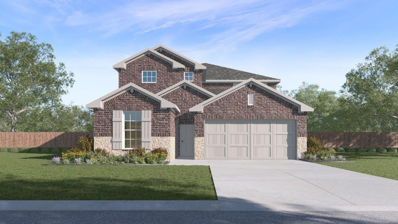 Representative exterior photo of a completed home built from the Prescott by D.R. Horton in Prairie Oaks, Oak Point, TX (Image 2).