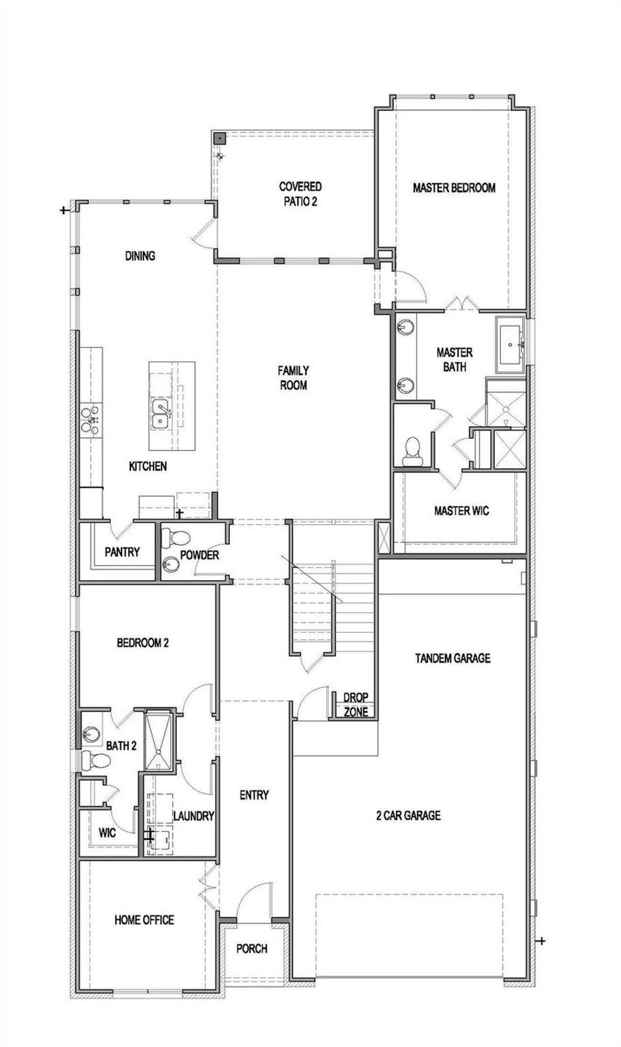 2D floor plan layout of this home in Blackhawk, Pflugerville, TX (Image 2).