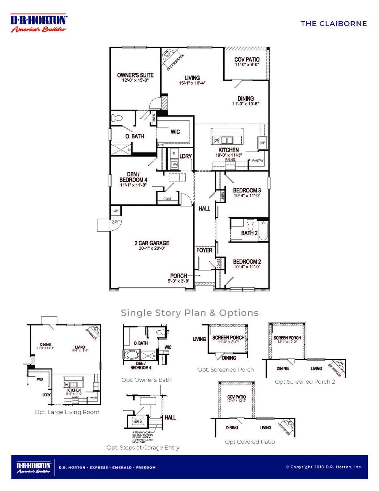 2D floor plan layout for the Claiborne by D.R. Horton in Coastal Farms, Conway, SC (Image 2). 2D floor plan layout for the Claiborne by D.R. Horton in Coastal Farms, Conway, SC (Image 2).