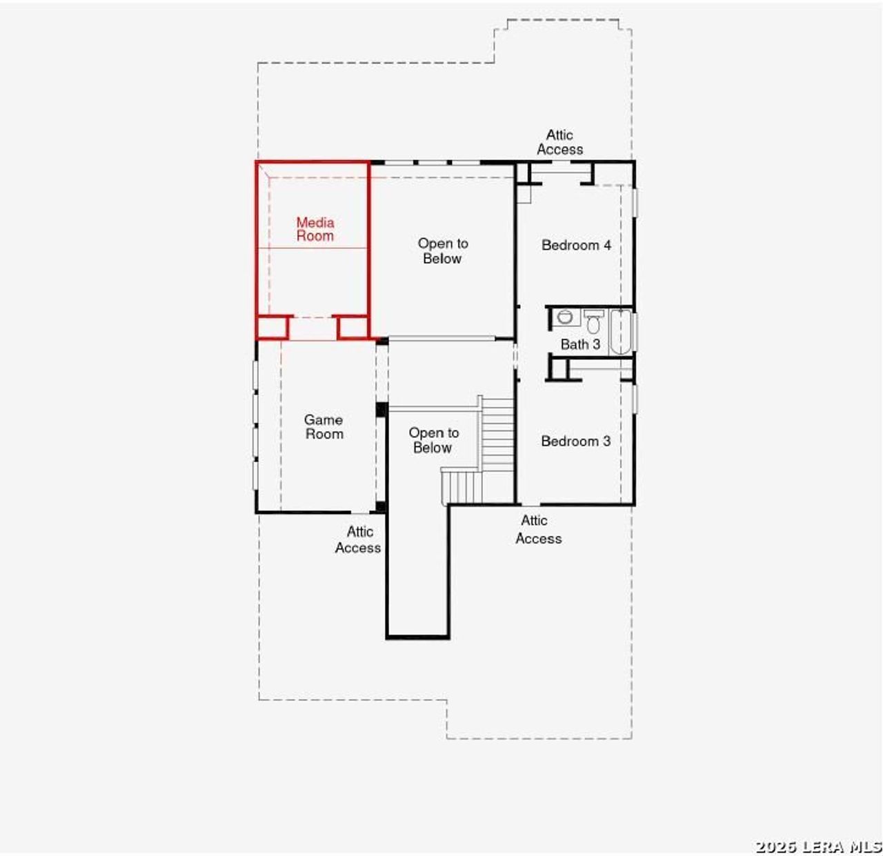2D floor plan layout of this home in Ladera, San Antonio, TX (Image 2).