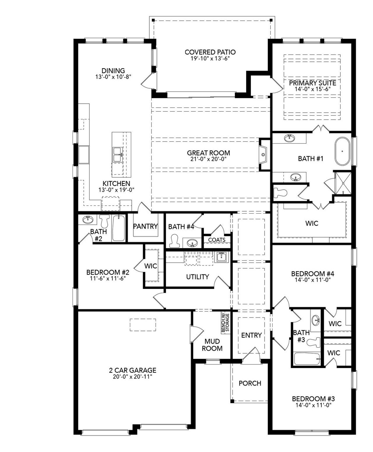 2D floor plan layout of this home in Rio Vista at Kelly Ranch, Aledo, TX (Image 2).