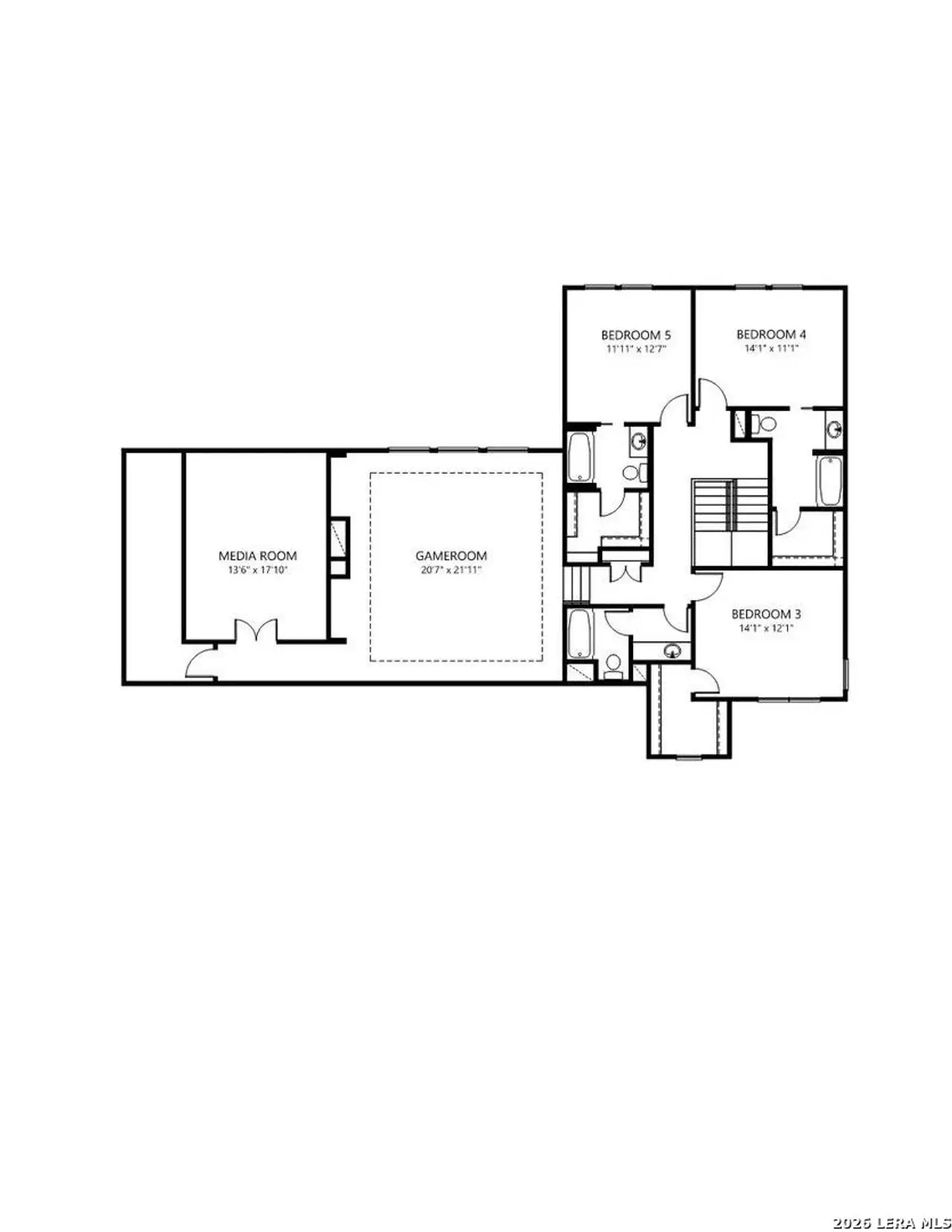 2D floor plan layout of this home in Enchanted Bluff, San Antonio, TX (Image 2).