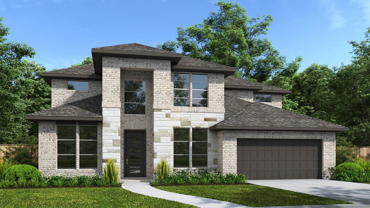 Representative exterior photo of a completed home built from the 4016P by Perry Homes in Audubon, Pinehurst, TX (Image 2).