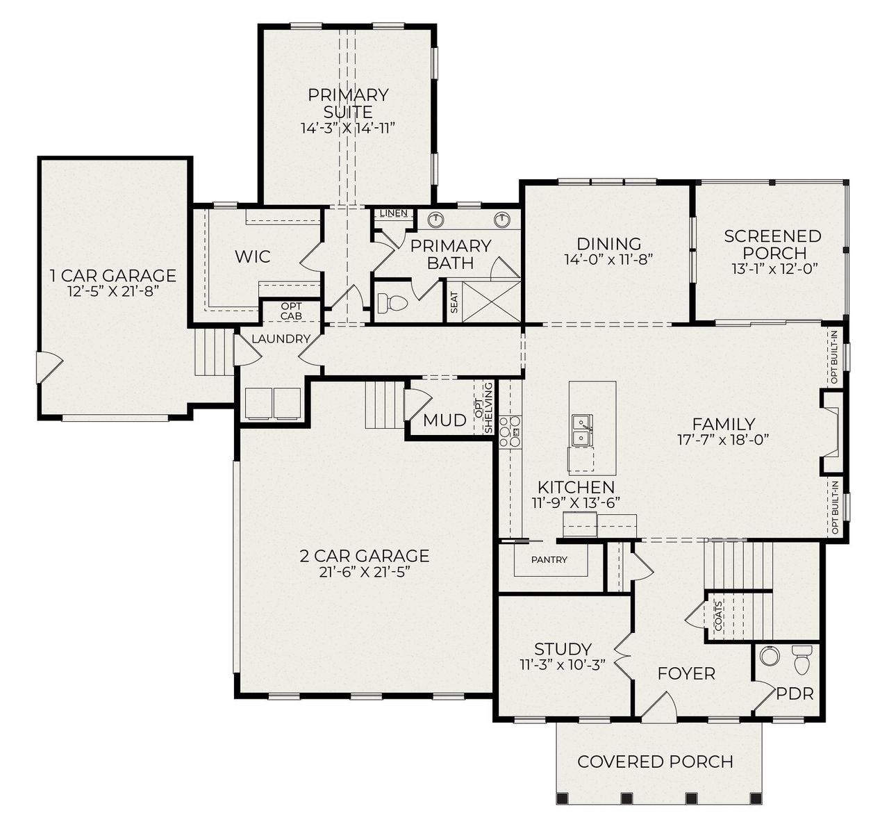 2D floor plan layout of this home in Everette's Preserve, Clayton, NC (Image 2).