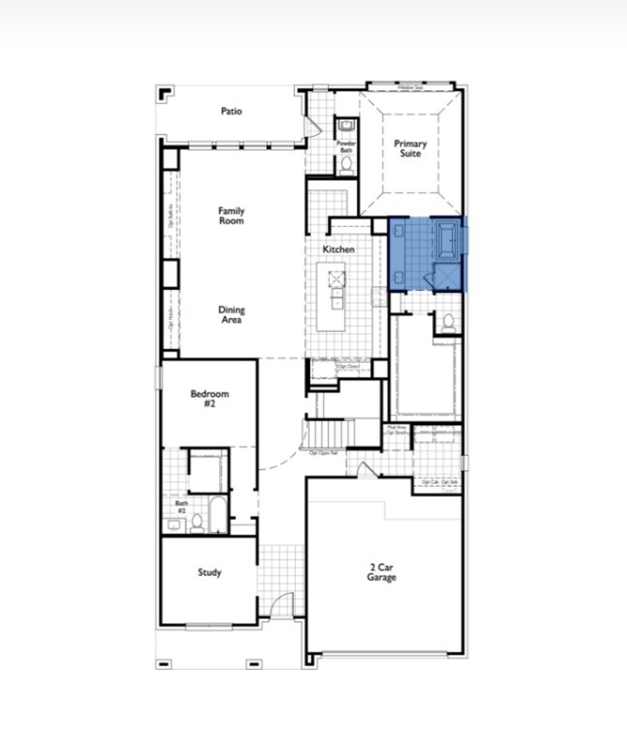 2D floor plan layout for the Elmhurst by Highland Homes in Ridgeline: 50ft. lots, McKinney, TX (Image 2).