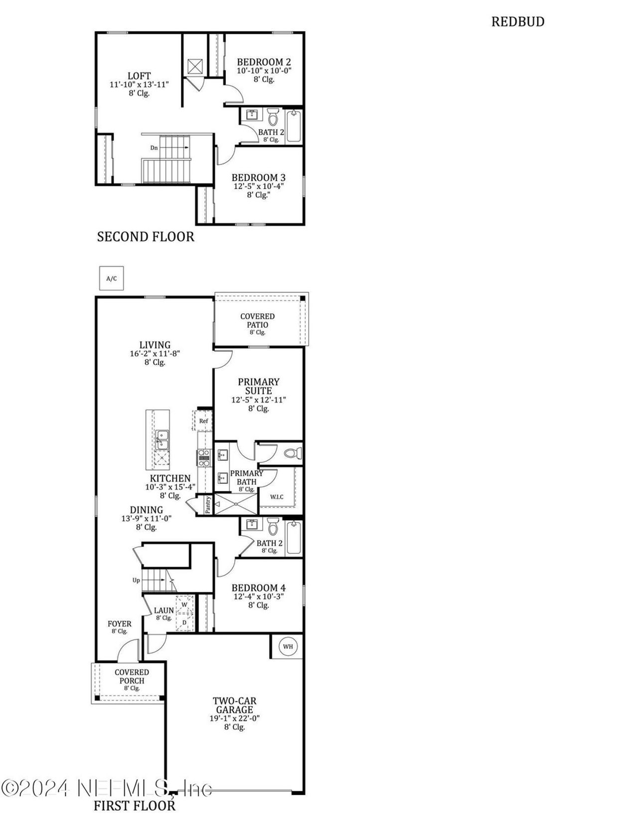 2D floor plan layout of this home in Walker’s Ridge – Phase II, Jacksonville, FL (Image 2).